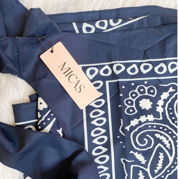 Paisley Blue & White Handkerchief Wrap Midi Skirt S NWT - Picture 8 of 12